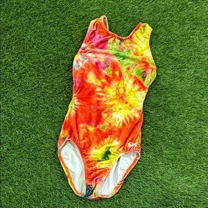 GK Kids Tie-Dye Leotard in Red, Yellow, Green, Orange